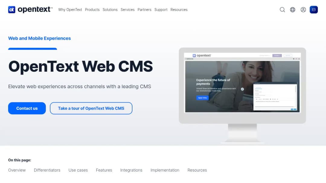 OpenText Web CMS screenshot