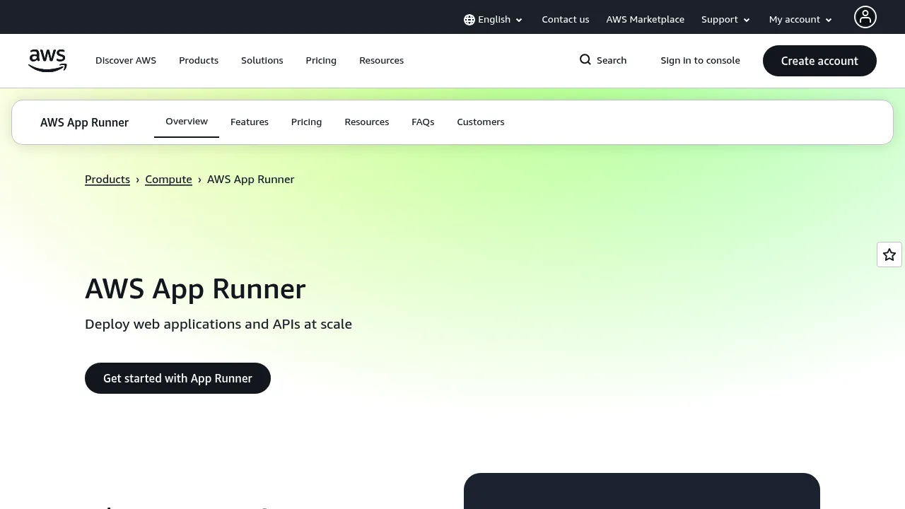 AWS App Runner screenshot
