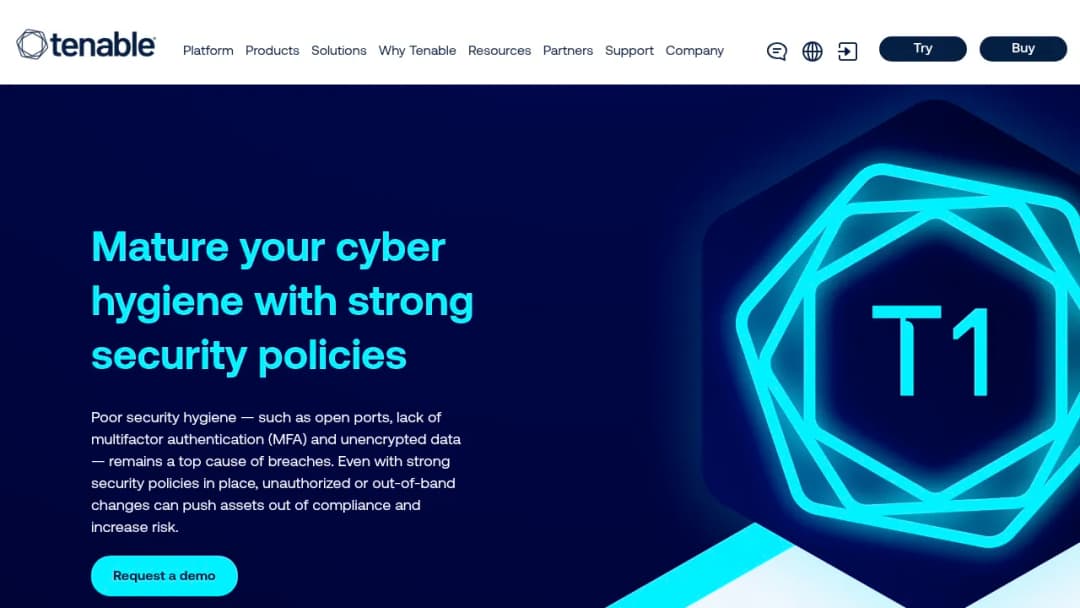 Tenable Security hygiene screenshot