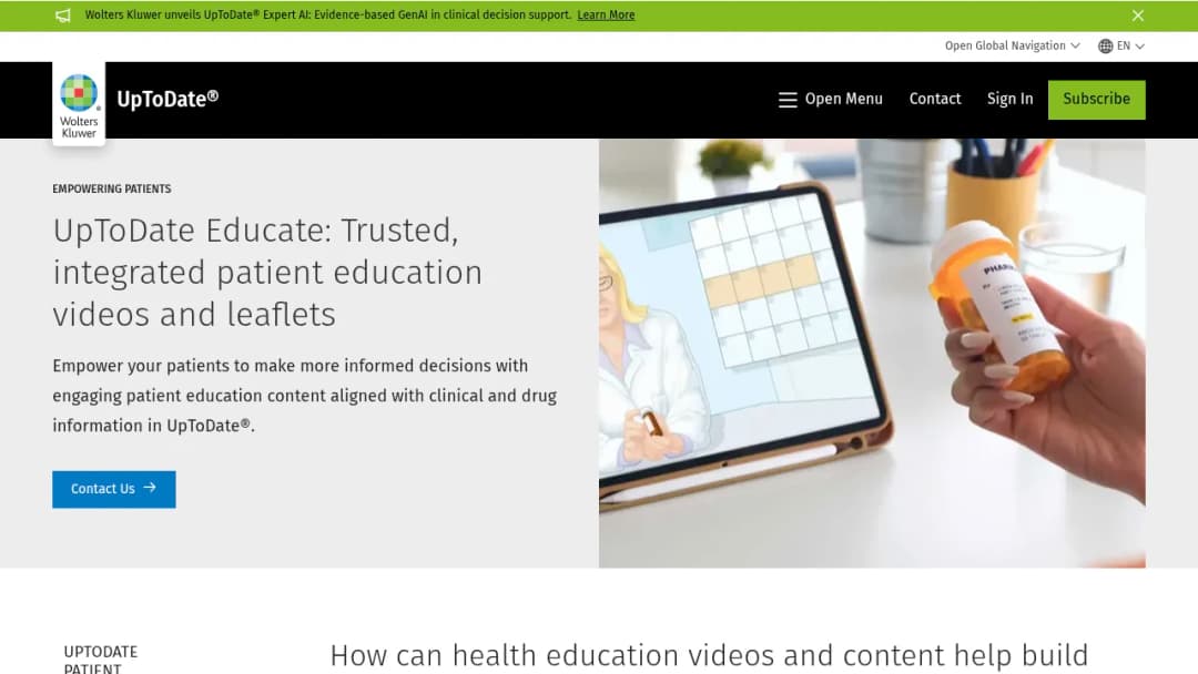 Wolters Kluwer UpToDate® Patient Engagement: UpToDate® Educate screenshot