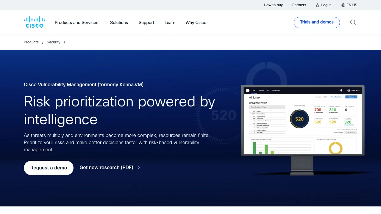 Cisco Vulnerability Management screenshot