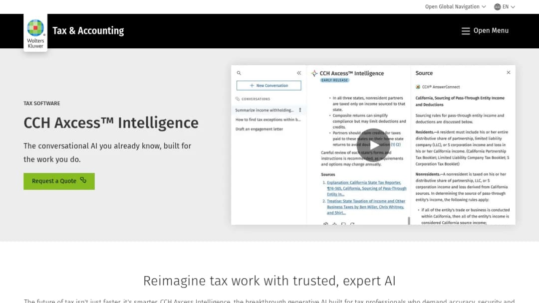 Wolters Kluwer CCH Axcess™ Intelligence screenshot