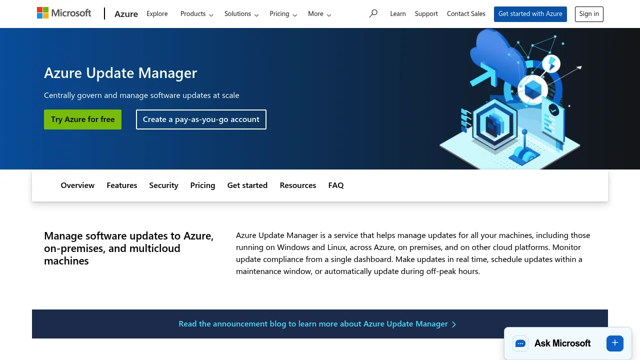Update management center screenshot