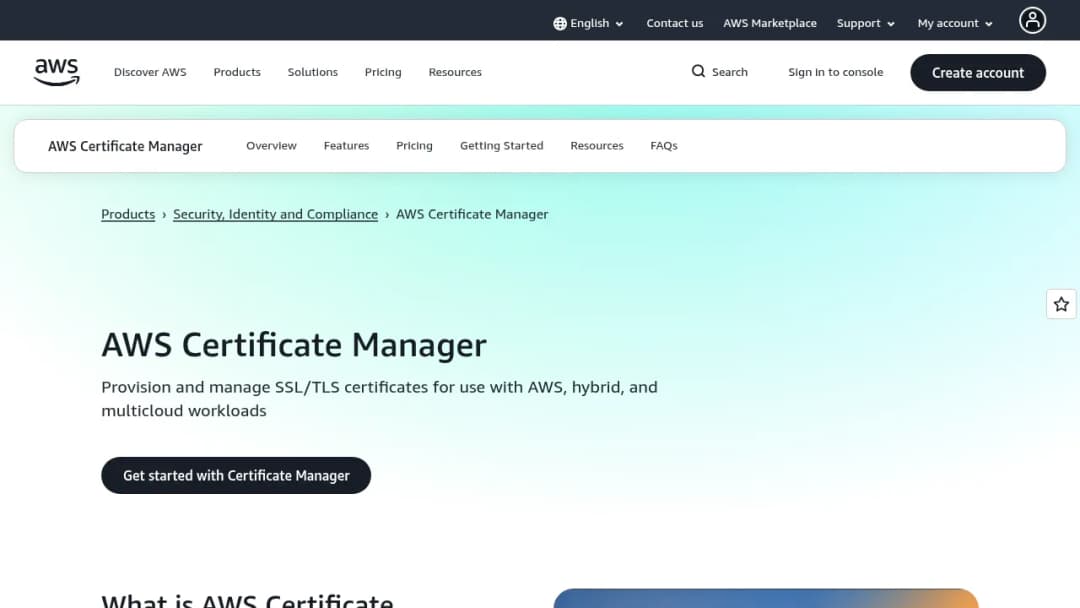 AWS Certificate Manager screenshot