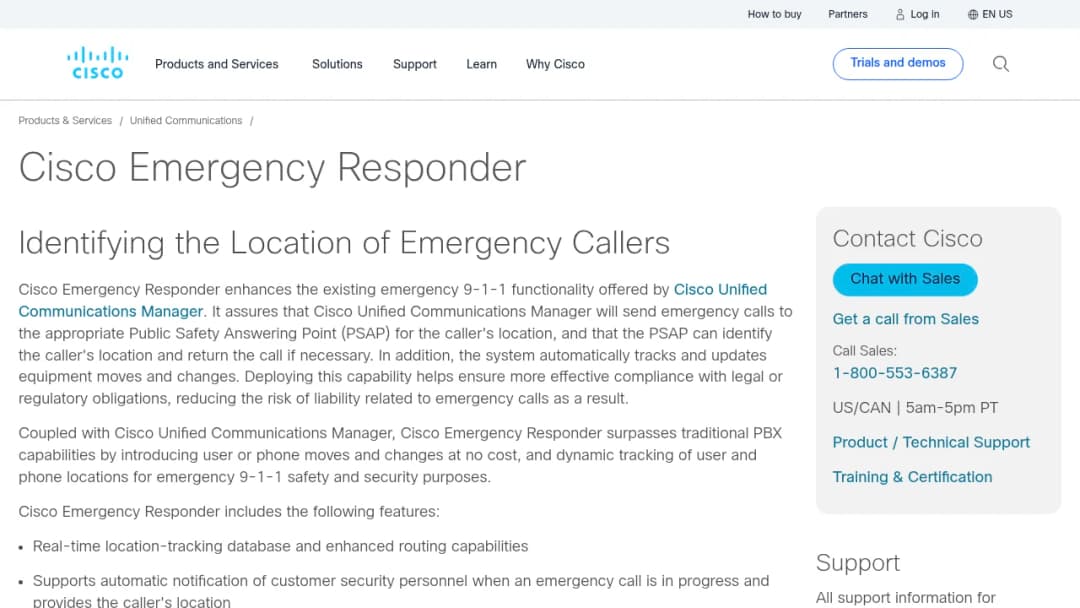 Cisco Emergency Responder screenshot