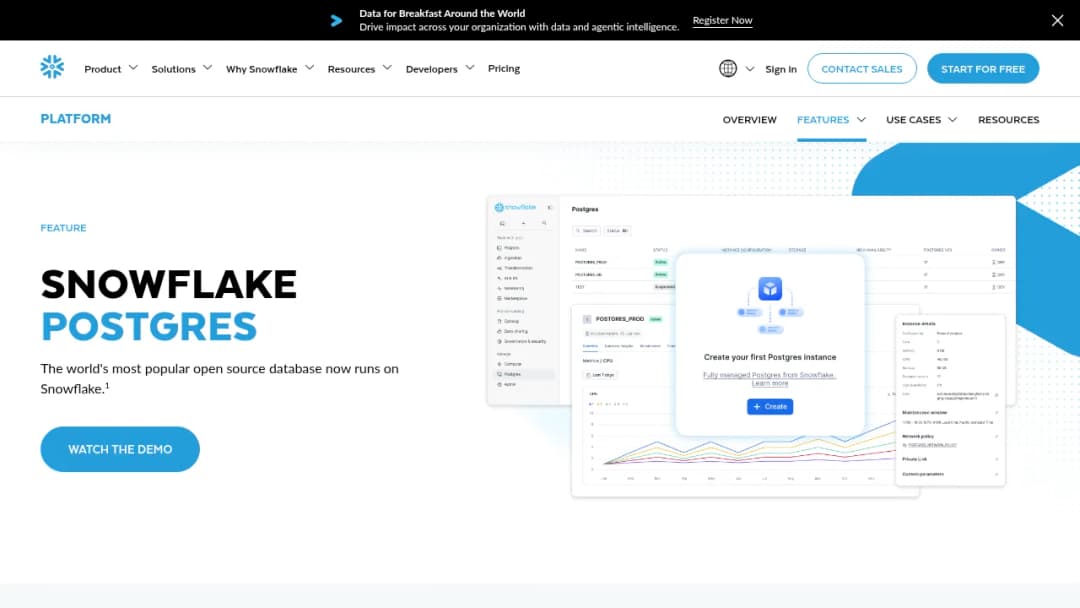 Snowflake Postgres screenshot