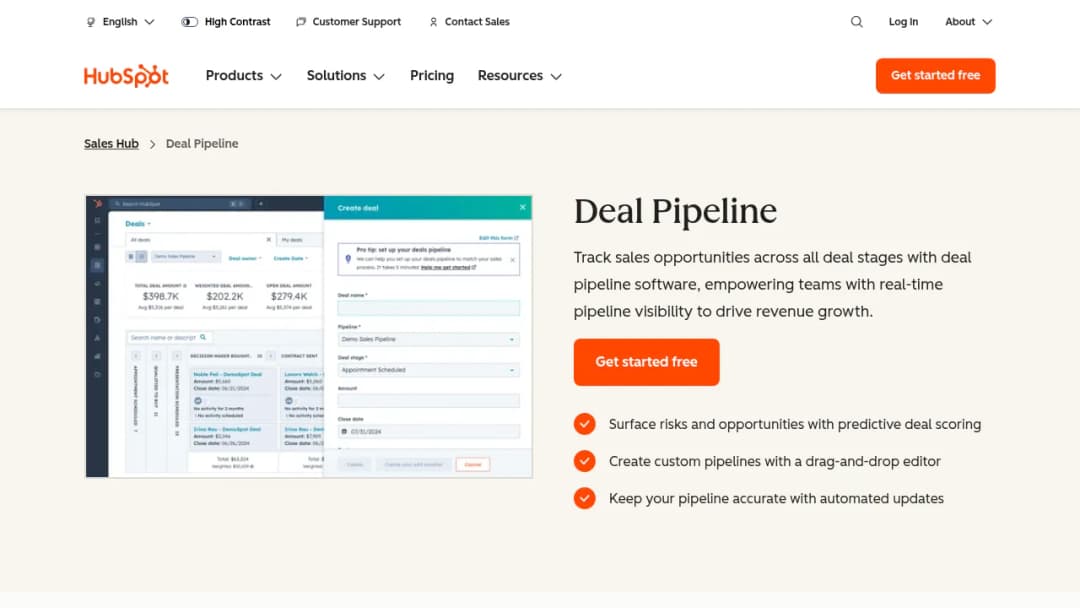 HubSpot Deal Pipeline screenshot