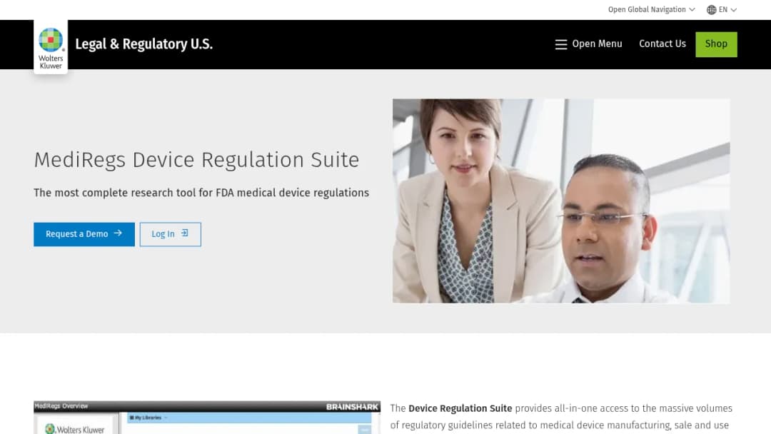 Wolters Kluwer MediRegs Device Regulation Suite screenshot