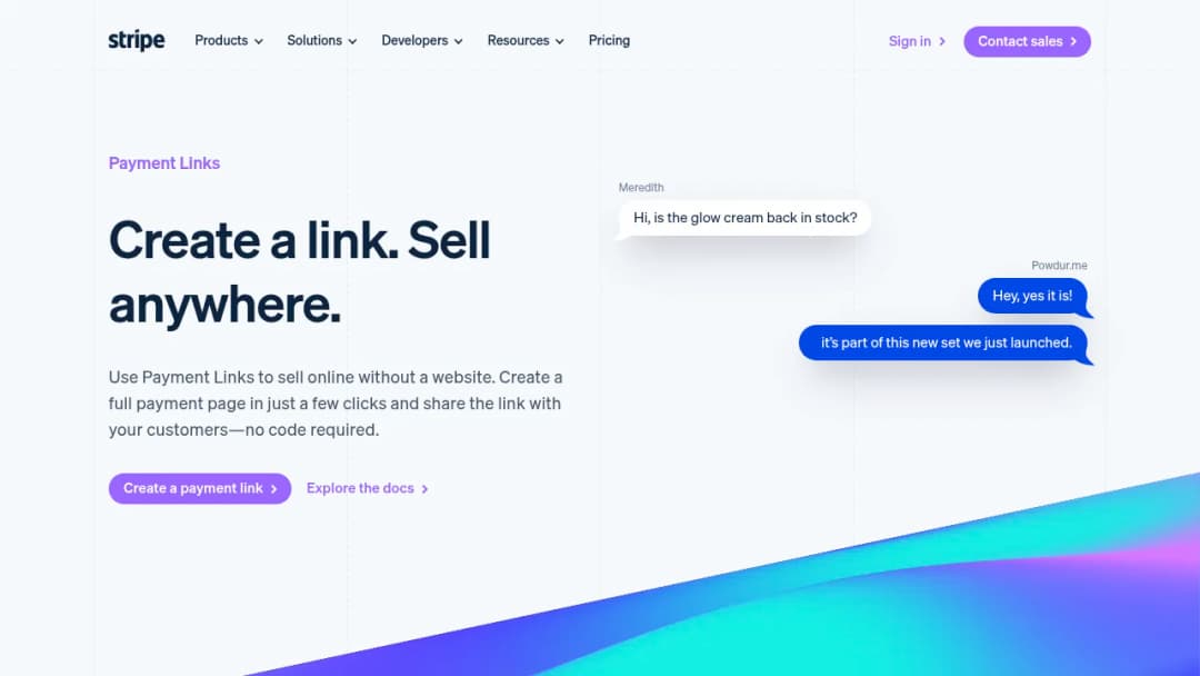Stripe Payment Links screenshot