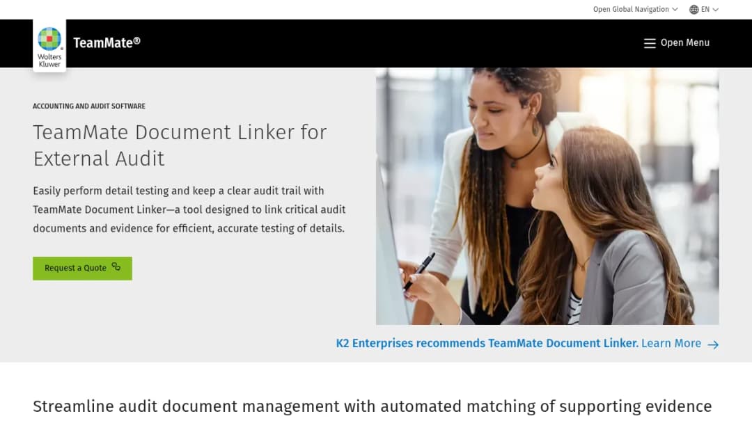 Wolters Kluwer TeamMate Document Linker screenshot