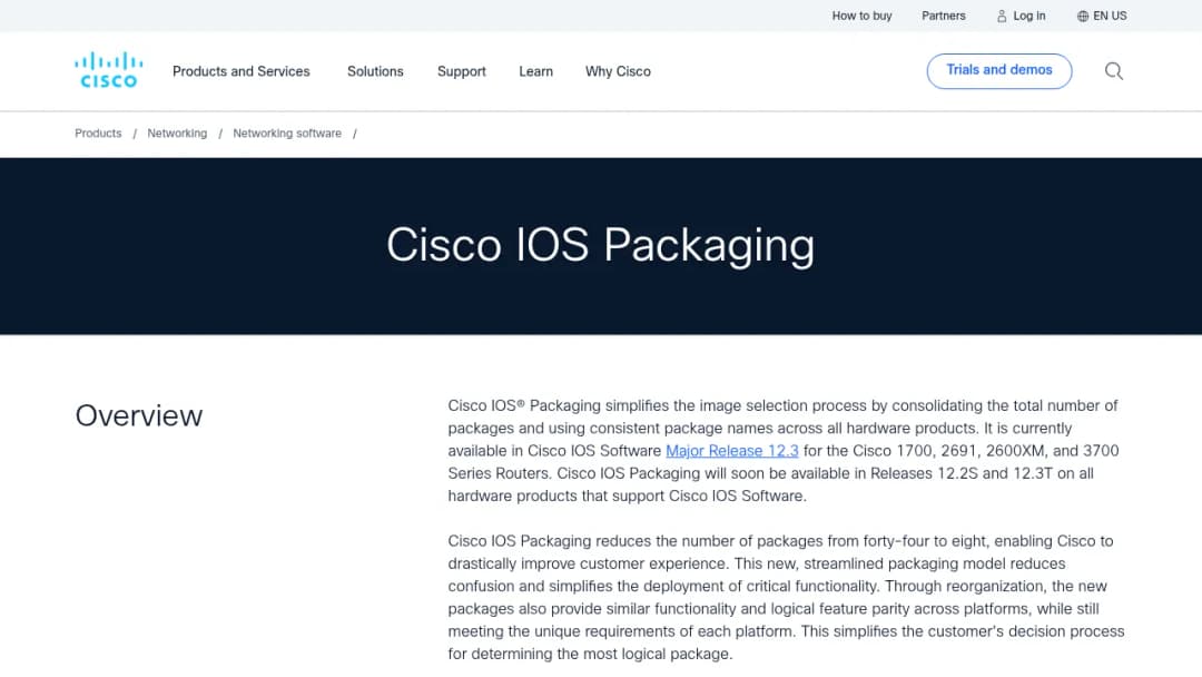 Cisco IOS Packaging screenshot