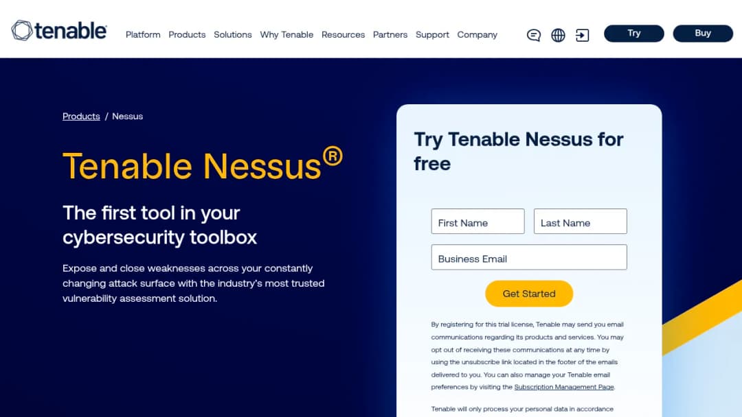 Tenable Nessus screenshot