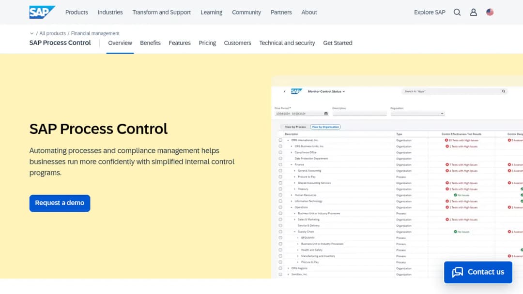 SAP Process Control screenshot