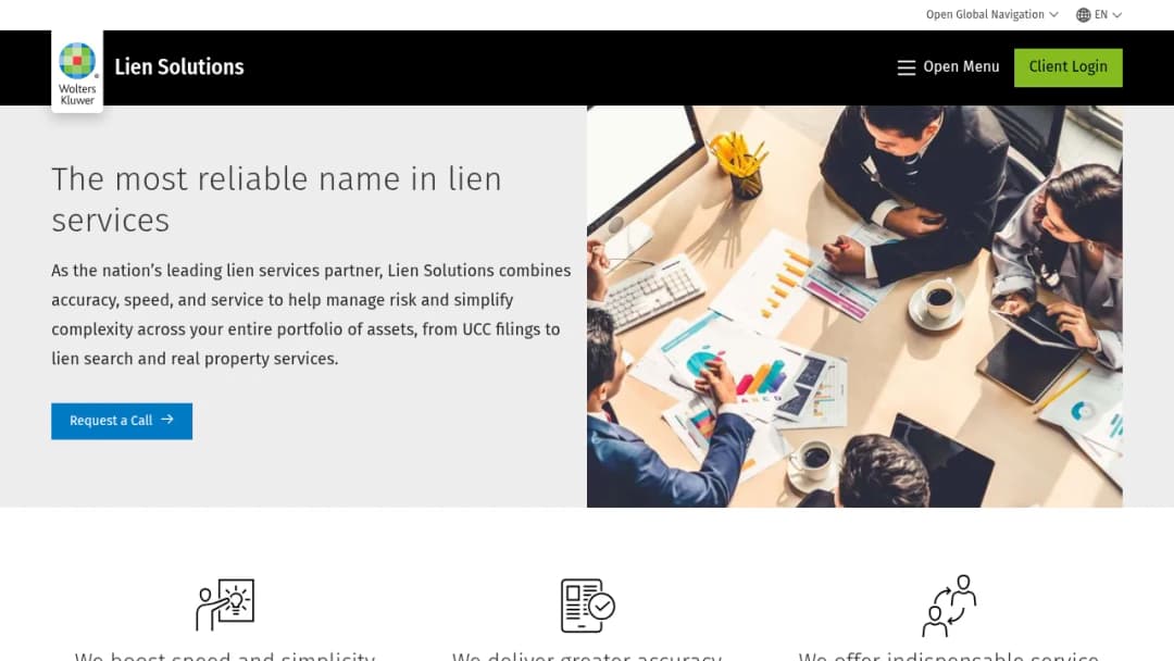 Wolters Kluwer Lien Solutions | Lien Search & UCC Filings screenshot