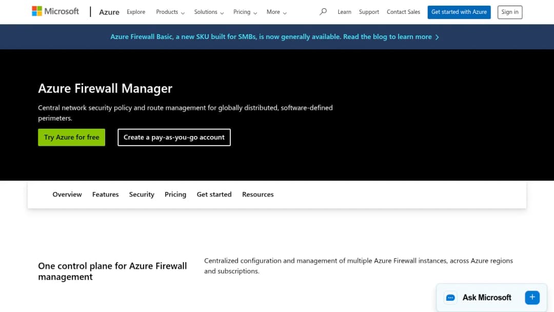 Azure Firewall Manager screenshot