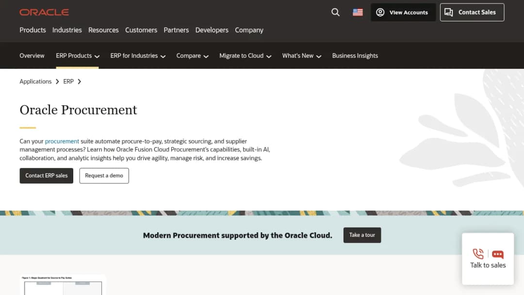 Oracle Procurement Cloud screenshot
