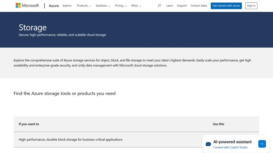 Azure Storage screenshot