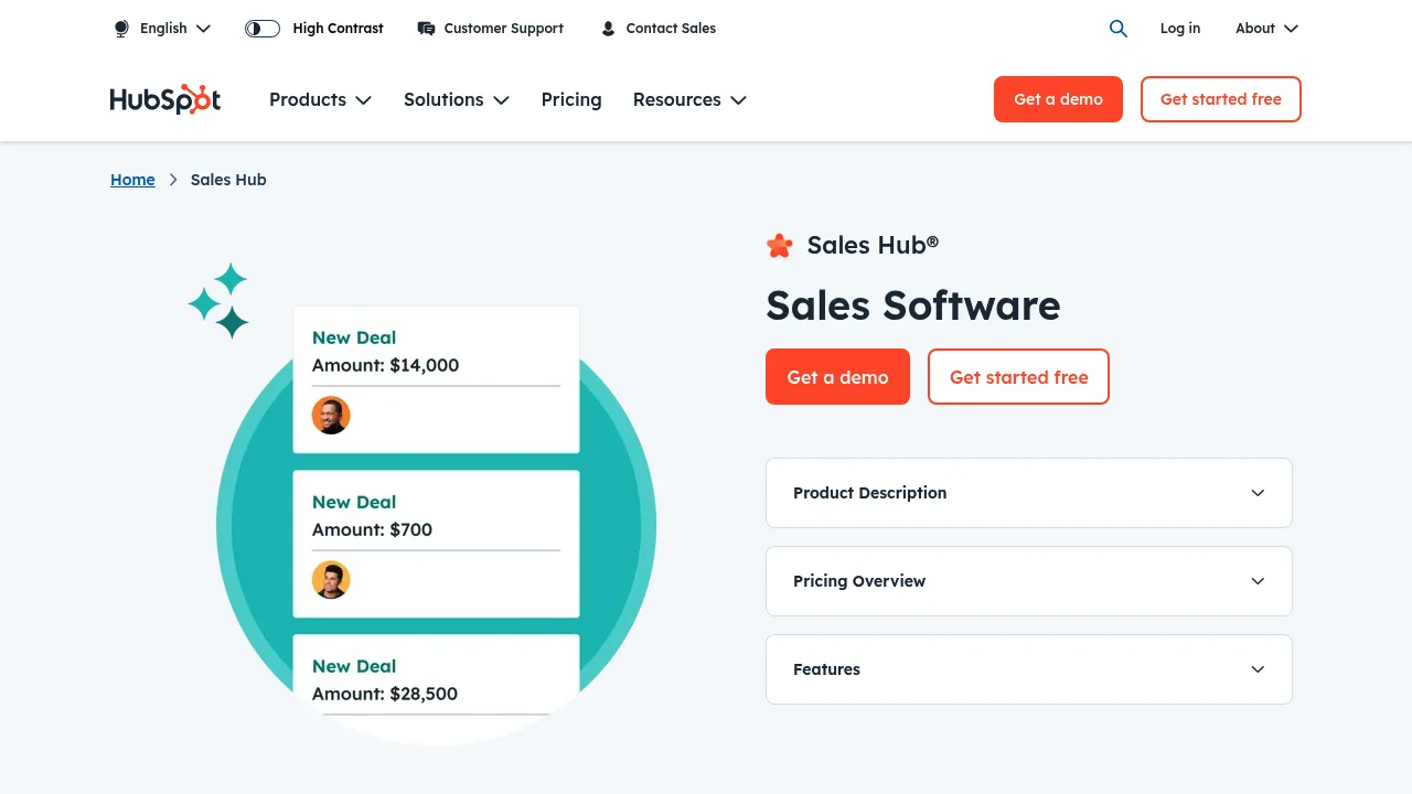 Hubspot Sales Hub screenshot